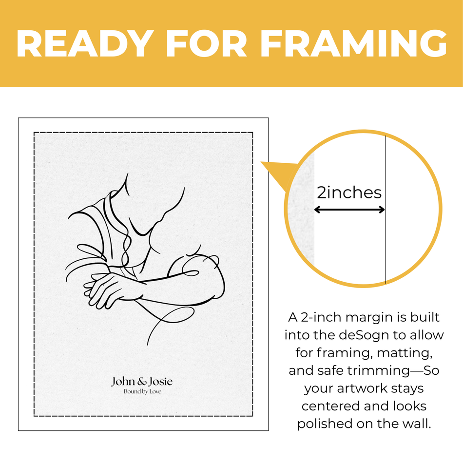 Personalized Bound By Love print showing approximately 2-inch built-in margin for framing and matting