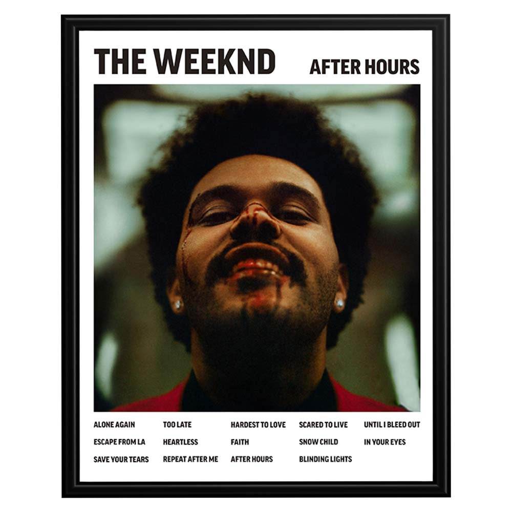 Wownic After Hours music poster featuring dramatic close-up portrait artwork, bold title typography and album track-list details