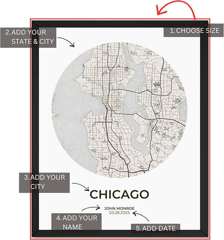 Wownic custom city map poster customization guide for state, city, name and date