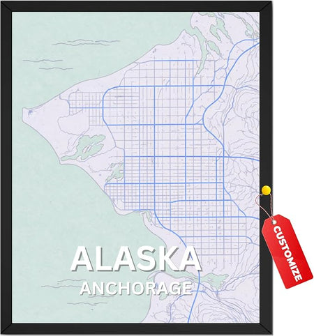 Wownic custom state and city map poster with Alaska and Anchorage location design