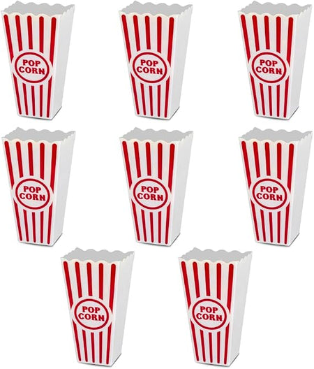 Eight Wownic small movie night popcorn buckets arranged as a set