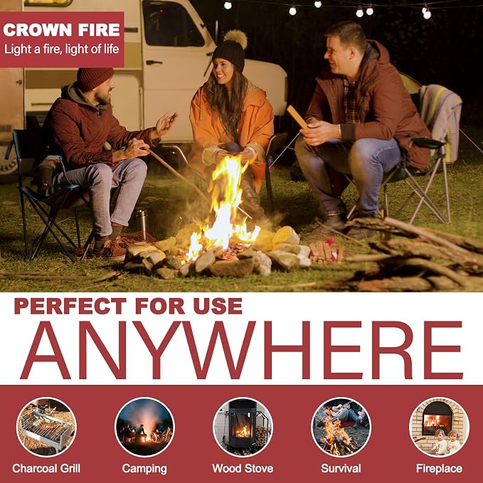 Wownic fire starter rolls for charcoal grills, camping, wood stoves, survival use and fireplaces