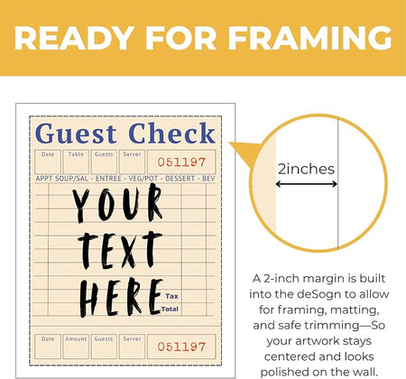 Wownic custom Guest Check poster with approximately 2-inch margin for framing and matting