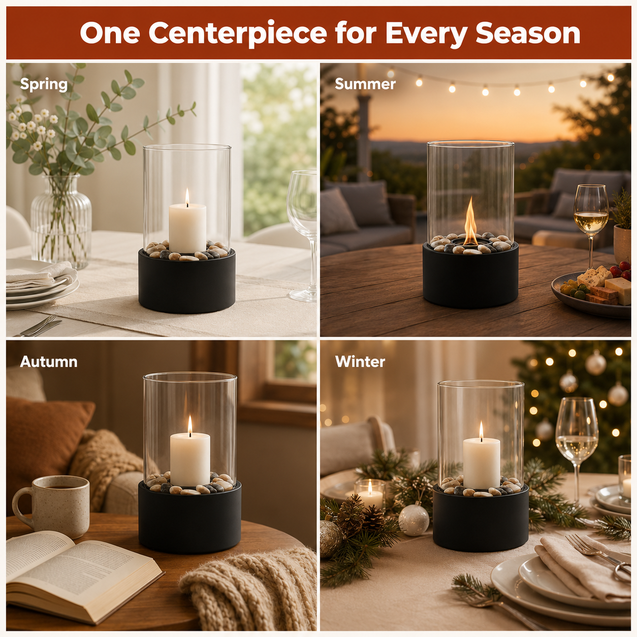 Wownic 2-in-1 hurricane candle holder styled for every season