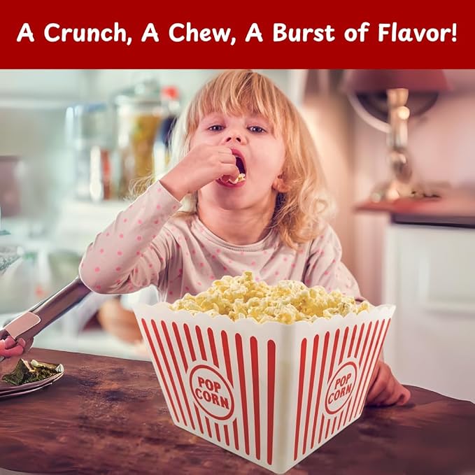 Large reusable movie night popcorn bin for family snacking