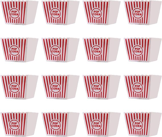 Sixteen Wownic large red and white striped reusable popcorn buckets