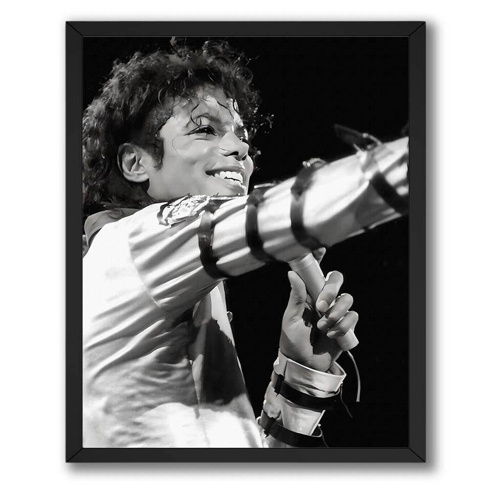 Wownic Michael Jackson music poster featuring a dramatic black-and-white performance portrait