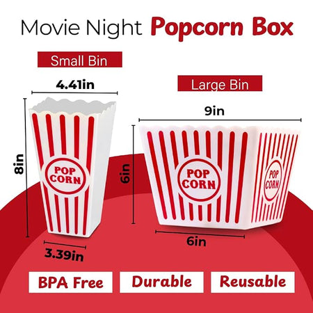 Wownic small and large reusable popcorn bin dimensions