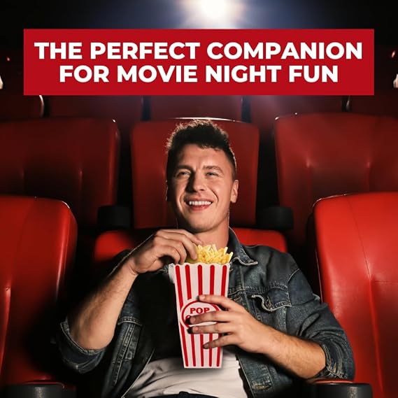 Wownic small popcorn bucket used for snacks during a cinema movie night
