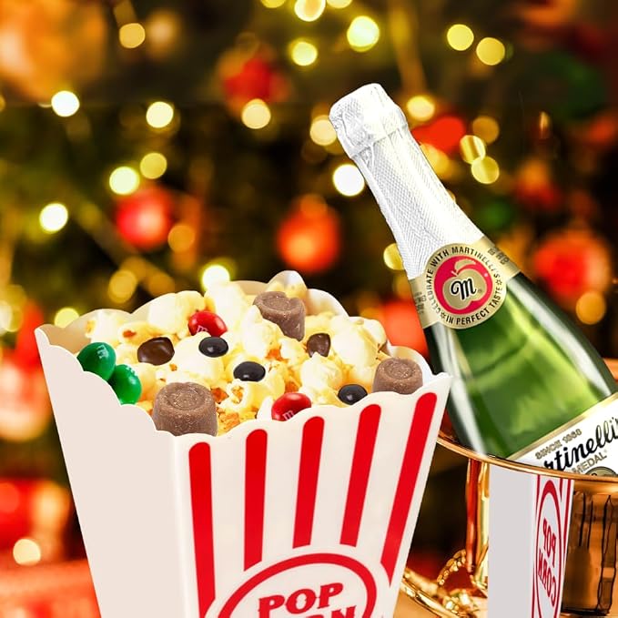Movie night popcorn with sparkling cider for a cozy celebration