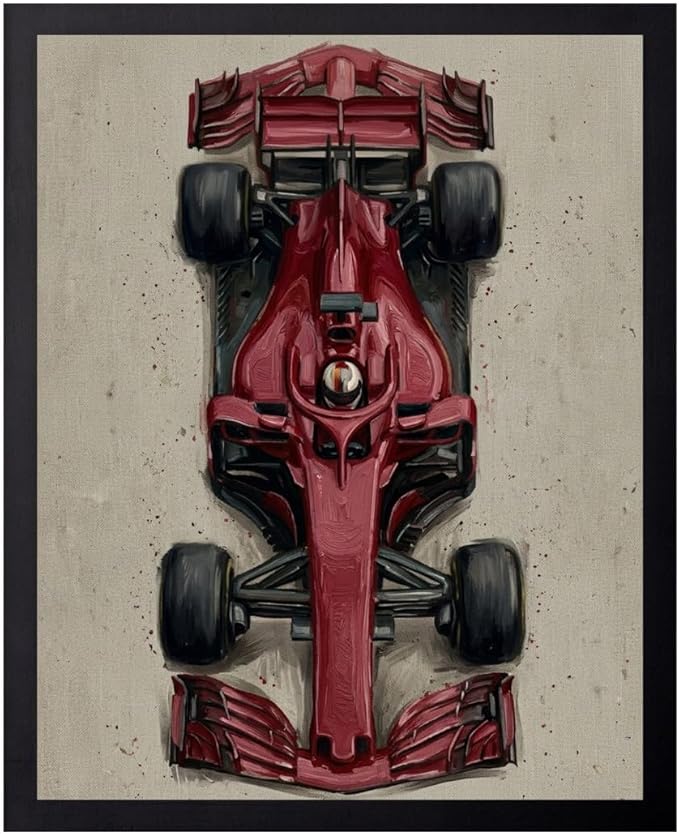 Wownic red Formula-style race car canvas poster featuring a detailed top-down motorsport design