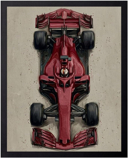 Wownic red Formula-style race car canvas poster featuring a detailed top-down motorsport design