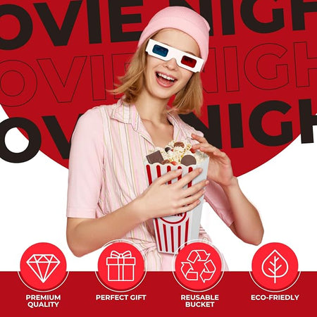 Wownic reusable popcorn bin for movie night snacks and gift occasions