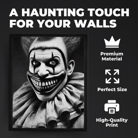 Wownic scary clown wall art showing premium material, balanced sizing and high-quality print presentation