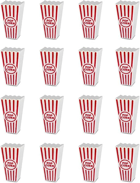 Sixteen Wownic small reusable popcorn containers arranged as a complete set