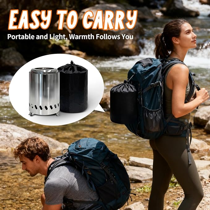 Wownic lightweight portable tabletop fire pit with carrying bag for camping and outdoor adventures