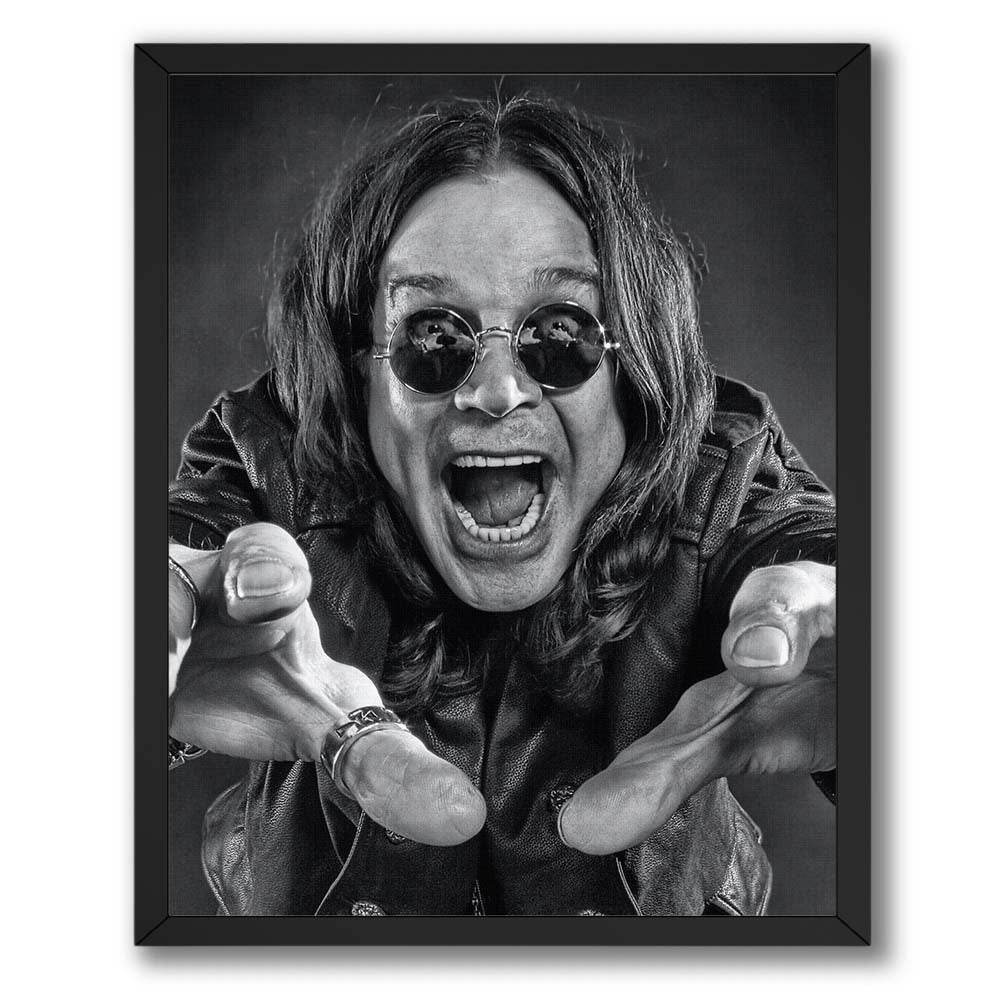 Wownic vintage rock portrait poster featuring a long-haired musician in round sunglasses reaching toward the camera